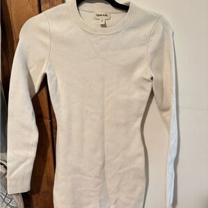 Elegant Cream Long-Sleeve Dress